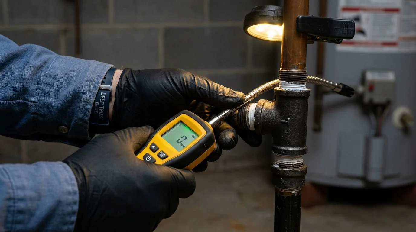 Gas leak detection with electronic sniffer by Johns Plumbing LLC in Stafford