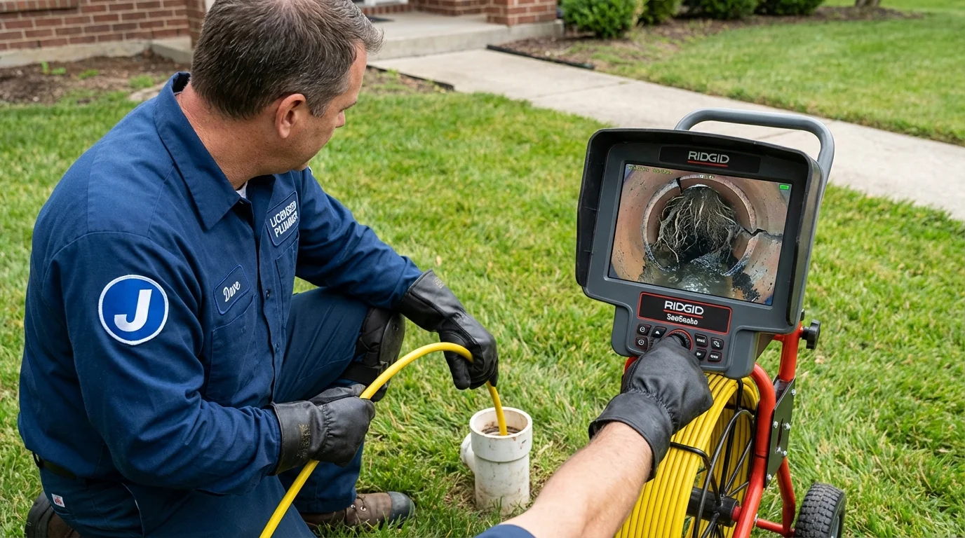 Sewer camera inspection being performed by Johns Plumbing LLC in Stafford